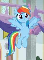 Size: 353x483 | Tagged: safe, screencap, character:rainbow dash, species:pegasus, species:pony, episode:the end in friend, g4, my little pony: friendship is magic, cropped, cute, female, flying, hooves in air, hooves out, smiling, solo