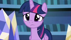 Size: 1665x938 | Tagged: safe, screencap, character:twilight sparkle, character:twilight sparkle (alicorn), species:alicorn, species:pony, episode:a rockhoof and a hard place, g4, my little pony: friendship is magic, female, mare, sad eyes, solo