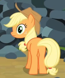 Size: 375x453 | Tagged: safe, screencap, character:applejack, species:earth pony, species:pony, episode:spike at your service, g4, my little pony: friendship is magic, female, looking back, mare, plot, solo