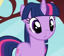 Size: 937x808 | Tagged: safe, screencap, character:twilight sparkle, character:twilight sparkle (unicorn), species:pony, species:unicorn, episode:spike at your service, g4, my little pony: friendship is magic, curious, cute, female, frown, golden oaks library, library, mare, solo