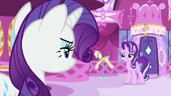 Size: 1280x720 | Tagged: safe, screencap, character:rarity, character:starlight glimmer, species:pony, episode:rarity's biggest fan