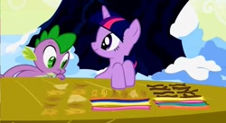 Size: 641x350 | Tagged: safe, screencap, character:spike, character:twilight sparkle, episode:winter wrap up, g4, my little pony: friendship is magic, super ocd