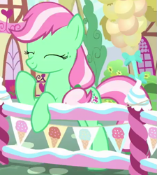 Size: 459x509 | Tagged: safe, screencap, character:minty, species:earth pony, species:pony, episode:sundae sundae sundae, g4, background pony, cropped, female, g3 to g4, generation leap, mare, official recolor, recolor, solo