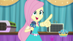 Size: 1920x1080 | Tagged: safe, screencap, character:fluttershy, episode:best in show: the pre-show, g4, my little pony:equestria girls, geode of fauna, magical geodes, microphone
