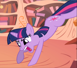 Size: 1073x939 | Tagged: safe, screencap, character:twilight sparkle, character:twilight sparkle (unicorn), species:pony, species:unicorn, episode:the return of harmony, g4, my little pony: friendship is magic, cropped, female, golden oaks library, open mouth, solo