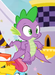 Size: 323x441 | Tagged: safe, screencap, character:spike, species:dragon, season 9, cropped, tail, winged spike, wings, wings down