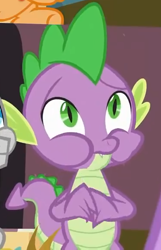 Size: 372x578 | Tagged: safe, screencap, character:spike, species:dragon, episode:a flurry of emotions, g4, my little pony: friendship is magic, baby, baby dragon, claws, cropped, cute, male, puffy cheeks, spikabetes, tail