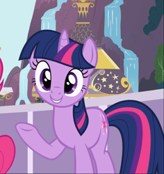 Size: 829x879 | Tagged: safe, screencap, character:twilight sparkle, character:twilight sparkle (unicorn), species:pony, species:unicorn, episode:sweet and elite, g4, my little pony: friendship is magic, cropped, cute, female, raised hoof, smiling, solo focus, twiabetes