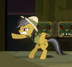 Size: 703x654 | Tagged: safe, screencap, character:daring do, species:pony, episode:read it and weep, g4, my little pony: friendship is magic, bipedal, cropped, female, gritted teeth, narrowed eyes, solo