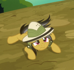 Size: 738x692 | Tagged: safe, screencap, character:daring do, species:pony, episode:read it and weep, g4, my little pony: friendship is magic, cropped, defeated, female, lying down, sad, solo, wavy mouth