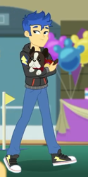 Size: 252x504 | Tagged: safe, screencap, character:flash sentry, episode:best in show: the victory lap, g4, my little pony:equestria girls, banana (dog), clothing, converse, cropped, male, pants, shoes, sneakers