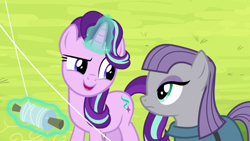 Size: 1920x1080 | Tagged: safe, screencap, character:maud pie, character:starlight glimmer, species:earth pony, species:pony, species:unicorn, episode:rock solid friendship, g4, my little pony: friendship is magic, kite
