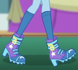 Size: 375x335 | Tagged: safe, screencap, character:trixie, episode:best in show: the victory lap, g4, my little pony:equestria girls, boots, clothing, cropped, high heel boots, kneesocks, legs, pictures of legs, shoes, socks