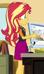Size: 605x1017 | Tagged: safe, screencap, character:sunset shimmer, episode:schedule swap, g4, my little pony:equestria girls, celestia's office, cropped, solo
