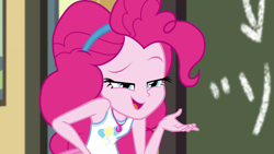 Size: 1920x1080 | Tagged: safe, screencap, character:pinkie pie, episode:schedule swap, g4, my little pony:equestria girls, chalkboard, geode of sugar bombs, magical geodes