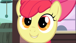 Size: 1669x942 | Tagged: safe, screencap, character:apple bloom, species:earth pony, species:pony, episode:one bad apple, g4, my little pony: friendship is magic, adorabloom, bow, close-up, cropped, cute, female, filly, hair bow, smiling