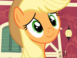 Size: 1230x939 | Tagged: safe, screencap, character:applejack, species:earth pony, species:pony, episode:spike at your service, g4, my little pony: friendship is magic, close-up, cropped, cute, female, jackabetes, mare, smiling, solo