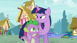 Size: 1920x1080 | Tagged: safe, screencap, character:spike, character:twilight sparkle, character:twilight sparkle (alicorn), species:alicorn, species:pony, episode:castle sweet castle, g4, my little pony: friendship is magic, bad touch, bedroom eyes, out of context, personal space invasion