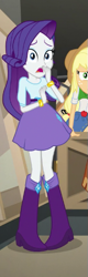 Size: 183x570 | Tagged: safe, screencap, character:applejack, character:rarity, equestria girls:movie magic, g4, my little pony:equestria girls, belt, boots, bracelet, clothing, cropped, female, jewelry, offscreen character, shocked, shocked expression, shoes, skirt