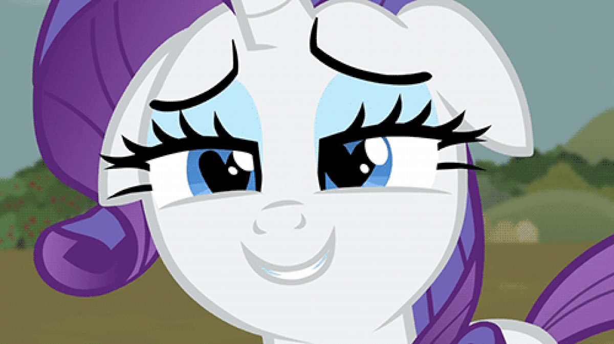 Size: 1200x674 | Tagged: safe, screencap, character:rarity, species:pony, species:unicorn, episode:simple ways, g4, my little pony: friendship is magic, animated, cute, eye shimmer, female, floppy ears, gif, heart eyes, mare, raribetes, smiling, solo, wingding eyes