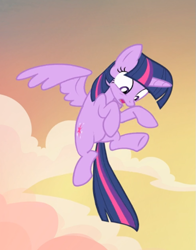 Size: 643x822 | Tagged: safe, screencap, character:twilight sparkle, character:twilight sparkle (alicorn), species:alicorn, species:pony, episode:three's a crowd, g4, my little pony: friendship is magic, cropped, flying, looking down, open mouth, solo, spread wings, wings