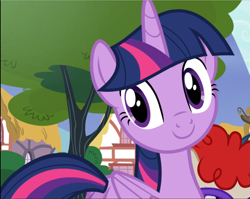 Size: 1179x939 | Tagged: safe, screencap, character:twilight sparkle, character:twilight sparkle (alicorn), character:twist, species:alicorn, species:pony, episode:twilight time, g4, my little pony: friendship is magic, cropped, cute, looking at you, smiling, twiabetes