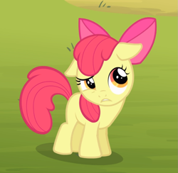 Size: 871x849 | Tagged: safe, screencap, character:apple bloom, species:earth pony, species:pony, episode:somepony to watch over me, g4, my little pony: friendship is magic, adorabloom, bow, cropped, cute, female, filly, floppy ears, hair bow, solo