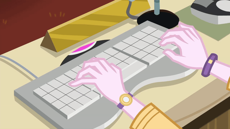 Size: 800x450 | Tagged: safe, screencap, character:princess celestia, character:principal celestia, episode:schedule swap, g4, my little pony:equestria girls, animated, celestia's office, close-up, ergonomic keyboard, female, keyboard, solo, typing