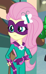 Size: 538x874 | Tagged: safe, screencap, character:fluttershy, character:saddle rager, episode:power ponies, equestria girls:movie magic, g4, my little pony: friendship is magic, my little pony:equestria girls, clothing, costume, cropped