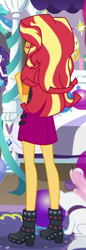 Size: 256x747 | Tagged: safe, screencap, character:opalescence, character:rarity, character:sunset shimmer, episode:fomo, g4, my little pony:equestria girls, boots, clothing, cropped, legs, offscreen character, shoes, skirt