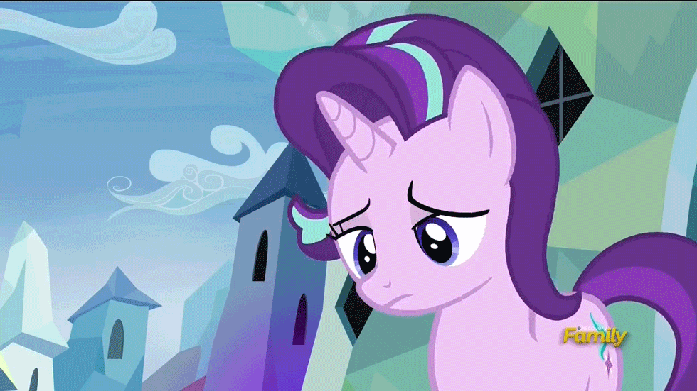 Size: 980x551 | Tagged: safe, screencap, character:starlight glimmer, species:pony, species:unicorn, episode:the crystalling, g4, my little pony: friendship is magic, animated, blinking, eyes closed, female, floppy ears, frown, gif, headbang, headbob, invisible stallion, lidded eyes, mare, open mouth, out of context, solo, wat