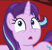 Size: 212x203 | Tagged: safe, screencap, character:starlight glimmer, species:pony, species:unicorn, episode:a royal problem, g4, my little pony: friendship is magic, :<, :o, bust, cropped, faec, female, looking at you, looking up, mare, open mouth, portrait, solo, wide eyes
