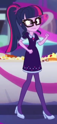 Size: 206x444 | Tagged: safe, screencap, character:twilight sparkle, character:twilight sparkle (scitwi), species:eqg human, episode:twilight under the stars, g4, my little pony:equestria girls, clothing, cropped, dress, high heels, shoes, solo, wavy mouth