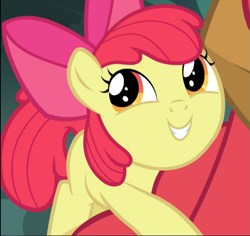 Size: 993x939 | Tagged: safe, screencap, character:apple bloom, character:big mcintosh, species:earth pony, species:pony, episode:brotherhooves social, g4, my little pony: friendship is magic, adorabloom, bow, cropped, cute, female, filly, hair bow, happy, hug, male, smiling, solo focus, stallion