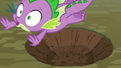 Size: 1280x720 | Tagged: safe, screencap, character:spike, species:dragon, episode:molt down, g4, my little pony: friendship is magic, season 8, claws, flying, male, tail, winged spike