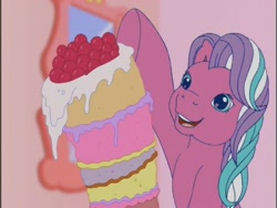 Size: 640x480 | Tagged: safe, screencap, character:sweetberry, episode:a charming birthday, g3, cake, entranced