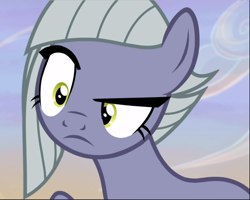 Size: 1176x941 | Tagged: safe, screencap, character:limestone pie, species:pony, episode:hearthbreakers, g4, my little pony: friendship is magic, close-up, cropped, raised eyebrow, solo