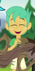 Size: 201x403 | Tagged: safe, screencap, character:snails, equestria girls:legend of everfree, g4, my little pony:equestria girls, camp everfree outfits, clothing, cropped, cute, diasnails, eyes closed, male, shorts, smiling, solo