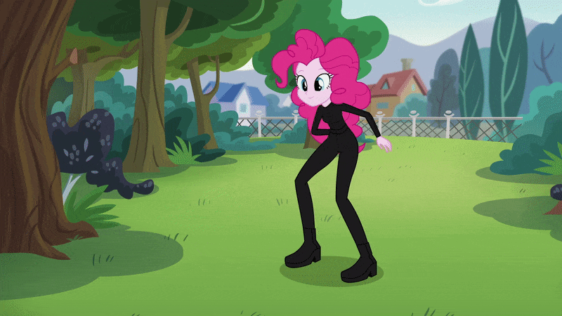 Size: 800x450 | Tagged: safe, screencap, character:pinkie pie, character:spike, species:dog, episode:pinkie spy, equestria girls:friendship games, g4, my little pony:equestria girls, animated, digging, mask, pinkie being pinkie, solo, spike the dog, wat