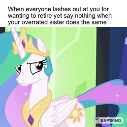 Size: 759x759 | Tagged: safe, screencap, character:princess celestia, species:pony, episode:celestial advice, g4, my little pony: friendship is magic, angry, celestia is not amused, meme, unamused, watermark