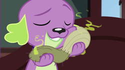 Size: 1280x720 | Tagged: safe, screencap, character:spike, character:spike (dog), species:dog, episode:reboxing with spike!, g4, my little pony:equestria girls, dirty sock, eyes closed, male, paws, smelly, smelly sock