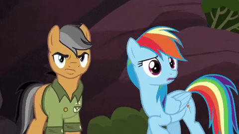 Size: 480x270 | Tagged: safe, screencap, character:biff, character:quibble pants, character:rainbow dash, character:rogue, species:pony, episode:stranger than fanfiction, animated, bondage, henchmen, lasso, out of context, quibble pants is not amused, rope, unamused, unsexy bondage