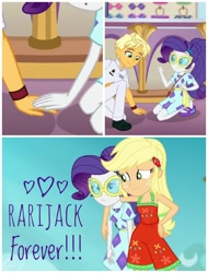 Size: 1121x1473 | Tagged: safe, screencap, character:applejack, character:ragamuffin, character:rarity, ship:rarijack, ship:rarimuffin, equestria girls:spring breakdown, g4, my little pony:equestria girls, feet, female, geode of shielding, geode of super strength, heel pop, lesbian, magical geodes, male, ragamuffin (equestria girls), sandals, shipping, shipping denied, ships aren't real, straight