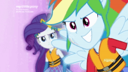 Size: 1920x1080 | Tagged: safe, screencap, character:rainbow dash, character:rarity, equestria girls:spring breakdown, g4, my little pony:equestria girls, animated, female, oh yeah, ponied up, sound, super ponied up, webm