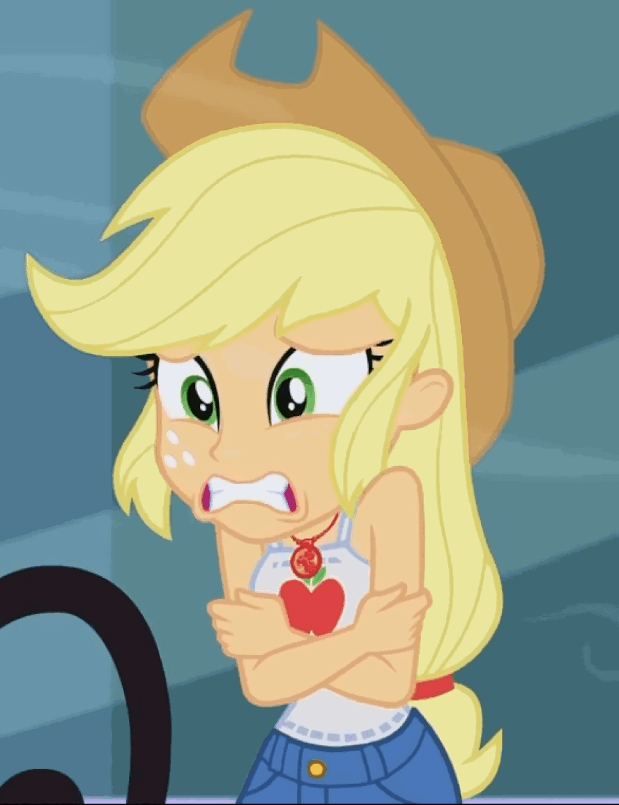 Size: 888x1155 | Tagged: safe, screencap, character:applejack, episode:street chic, g4, my little pony:equestria girls, animated, chattering teeth, cold, cropped, cute, freezing, gif, jackabetes, shivering, sleeveless, solo, wind blowing