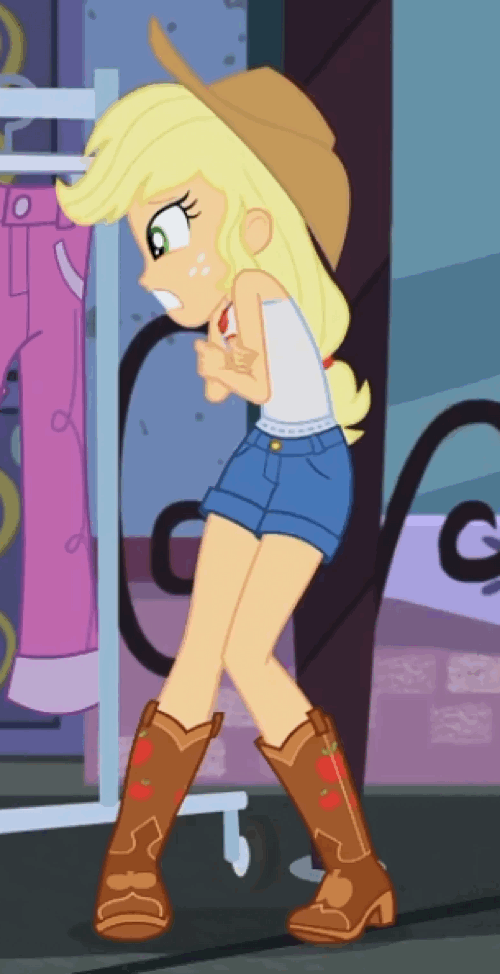 Size: 500x974 | Tagged: safe, screencap, character:applejack, episode:street chic, g4, my little pony:equestria girls, animated, applejack's hat, boots, clothing, cold, cowboy boots, cowboy hat, cropped, cute, freezing, gif, hat, jackabetes, shivering, shoes, sleeveless, solo