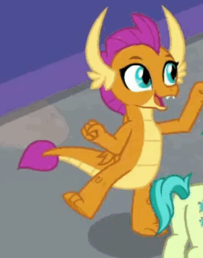 Size: 414x526 | Tagged: safe, screencap, character:sandbar, character:smolder, species:dragon, episode:the hearth's warming club, g4, my little pony: friendship is magic, animated, cropped, cute, dragoness, female, gif, happy, loop, male, plot, smolderbetes