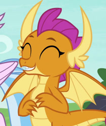 Size: 700x836 | Tagged: safe, screencap, character:silverstream, character:smolder, species:dragon, episode:non-compete clause, g4, my little pony: friendship is magic, cropped, cute, dragoness, female, happy, smolderbetes, solo focus