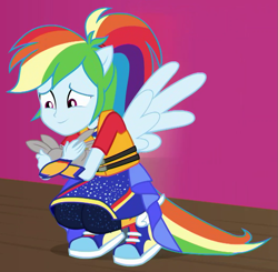 Size: 1047x1026 | Tagged: safe, screencap, character:rainbow dash, species:rabbit, equestria girls:spring breakdown, g4, my little pony:equestria girls, babies, baby, cropped, cute, dashabetes, holding, ponied up