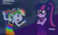 Size: 1384x835 | Tagged: safe, screencap, character:rainbow dash, character:twilight sparkle, character:twilight sparkle (scitwi), species:eqg human, equestria girls:spring breakdown, g4, my little pony:equestria girls, angry, argument, jerk, sleeveless
